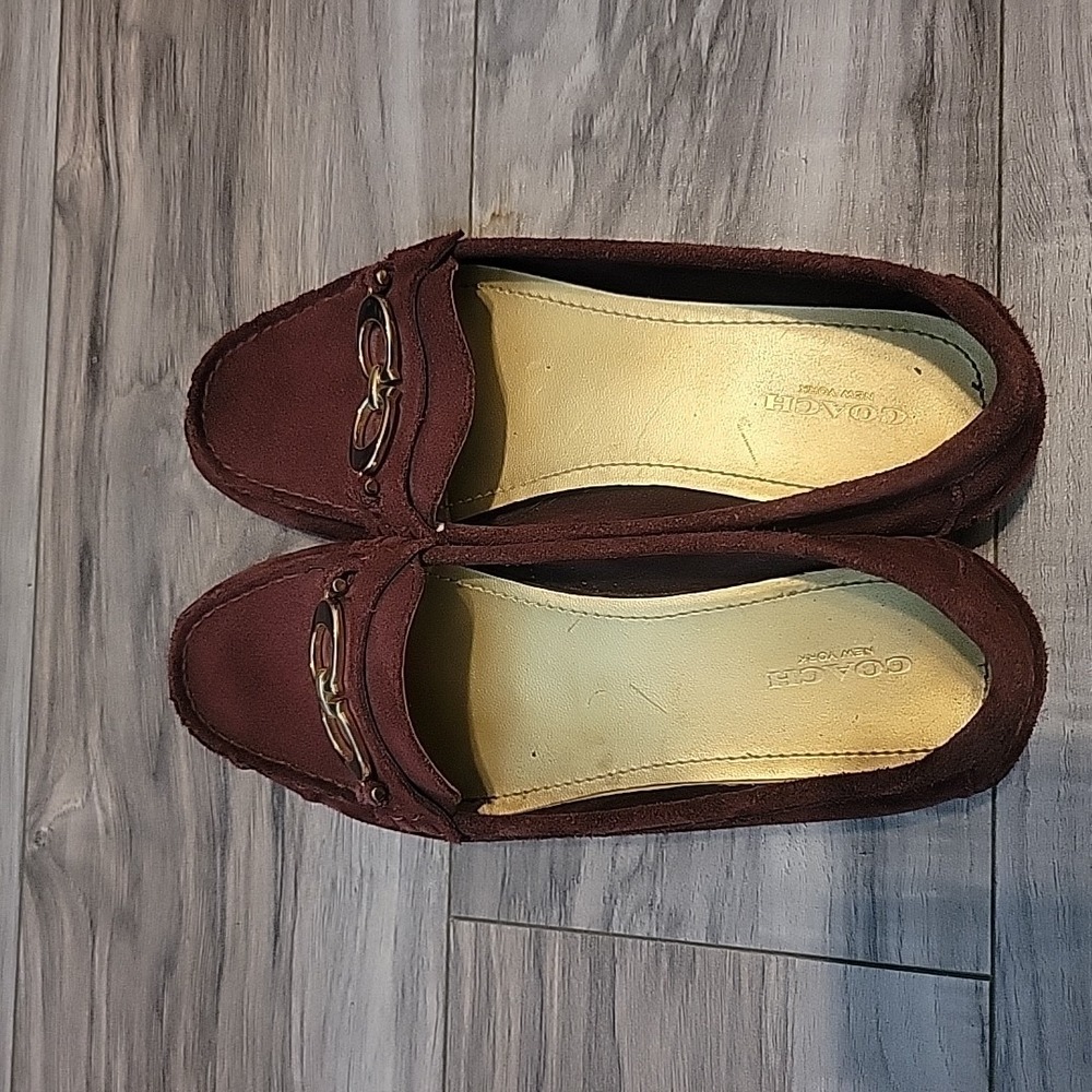 Coach Burgundy Suede Driving Loafers Women's Shoes US Size 7 - Picture 7 of 10